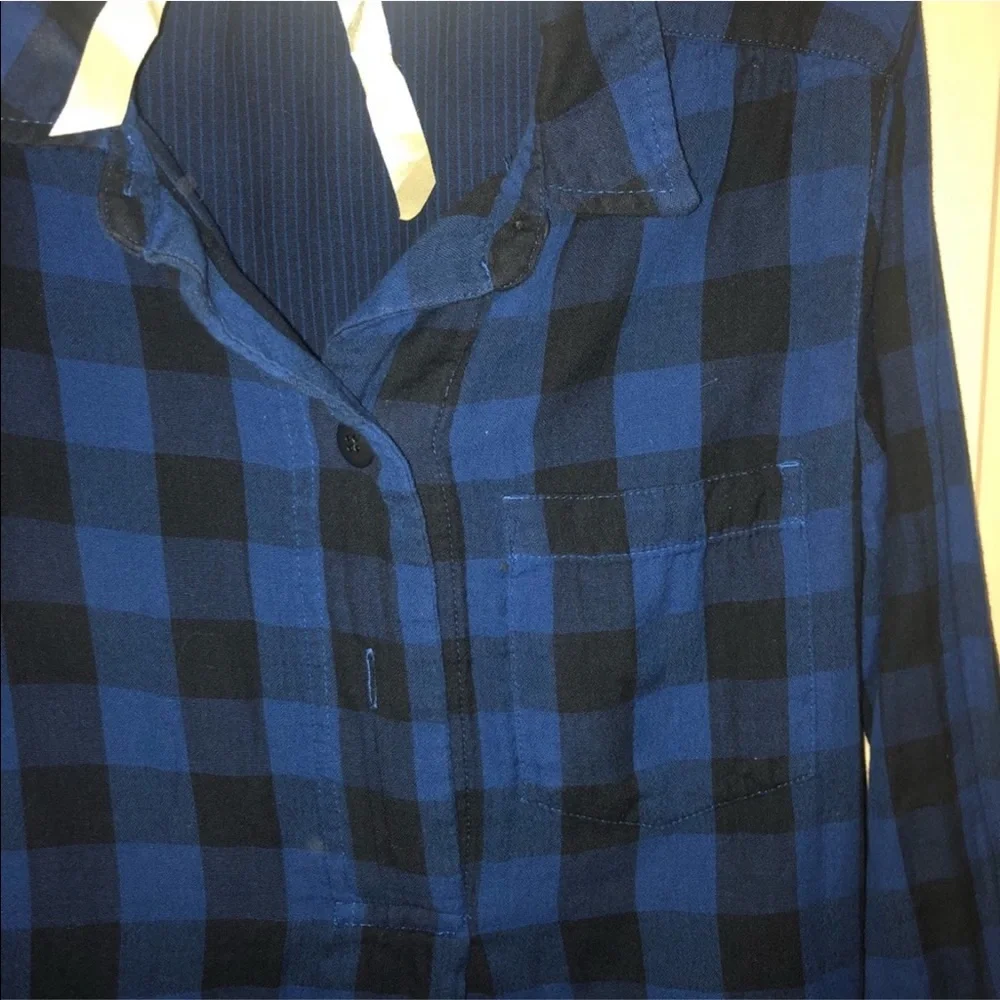 Madewell Jane Buffalo Check Plaid Shirtdress S Blue Black Button Down